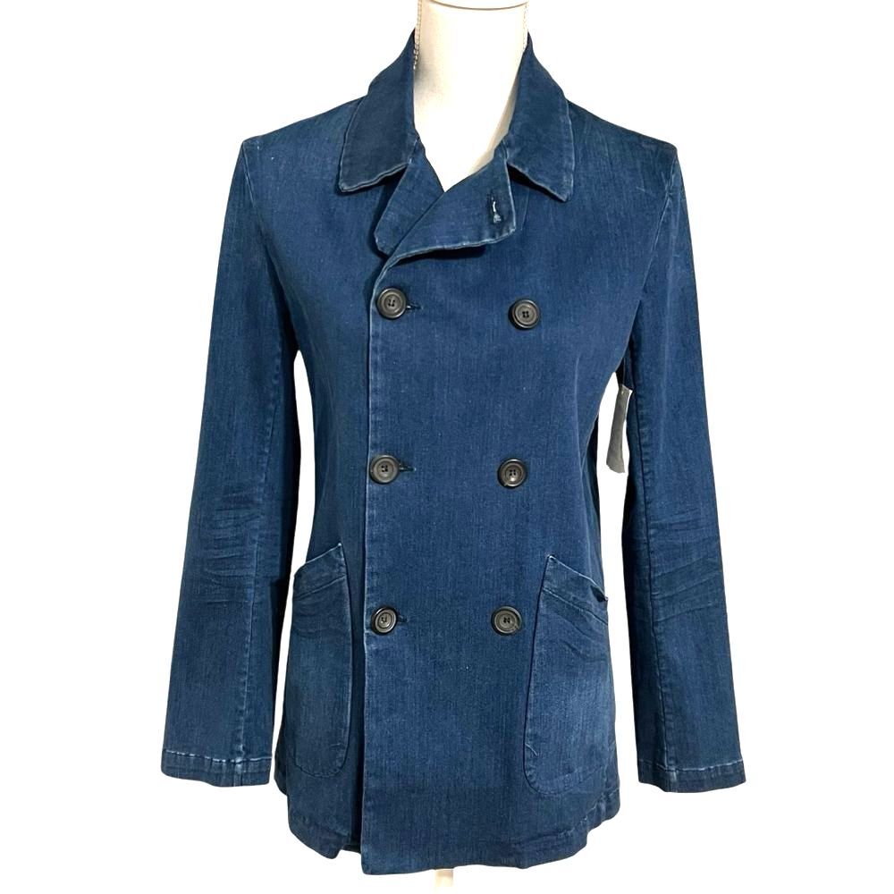 Frank & Eileen Indigo Blue Double-Breasted Denim Pea Coat